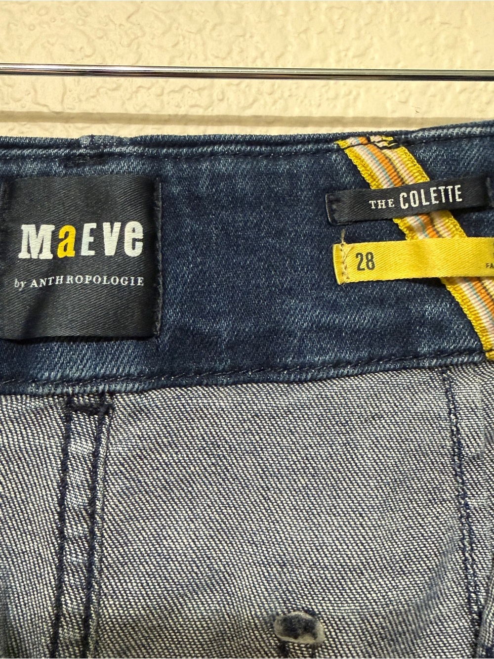 🦋 Maeve Anthropologie| The Colette Jeans Size 28 Dark Wash Wide Leg Cropped - Picture 5 of 5